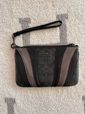 Coach Two-Tone Black and Gray Leather Wristlet